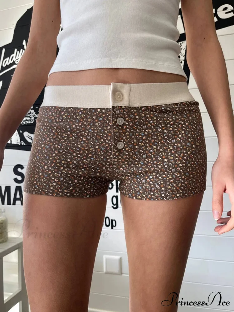 Botanical Button Stretchy Waist Short - Image 6