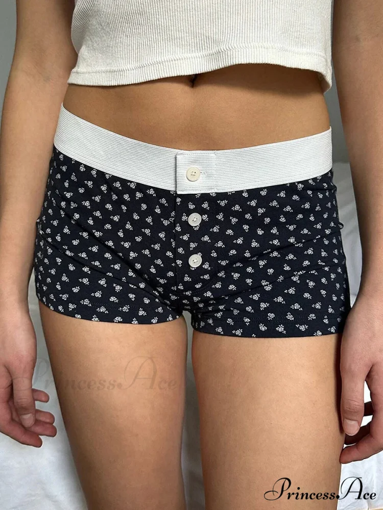 Botanical Button Stretchy Waist Short - Image 7