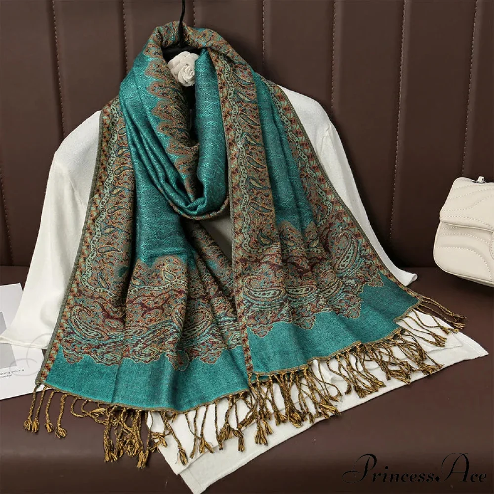 Botanical Cashmere Wrap Winter Scarf - Image 10