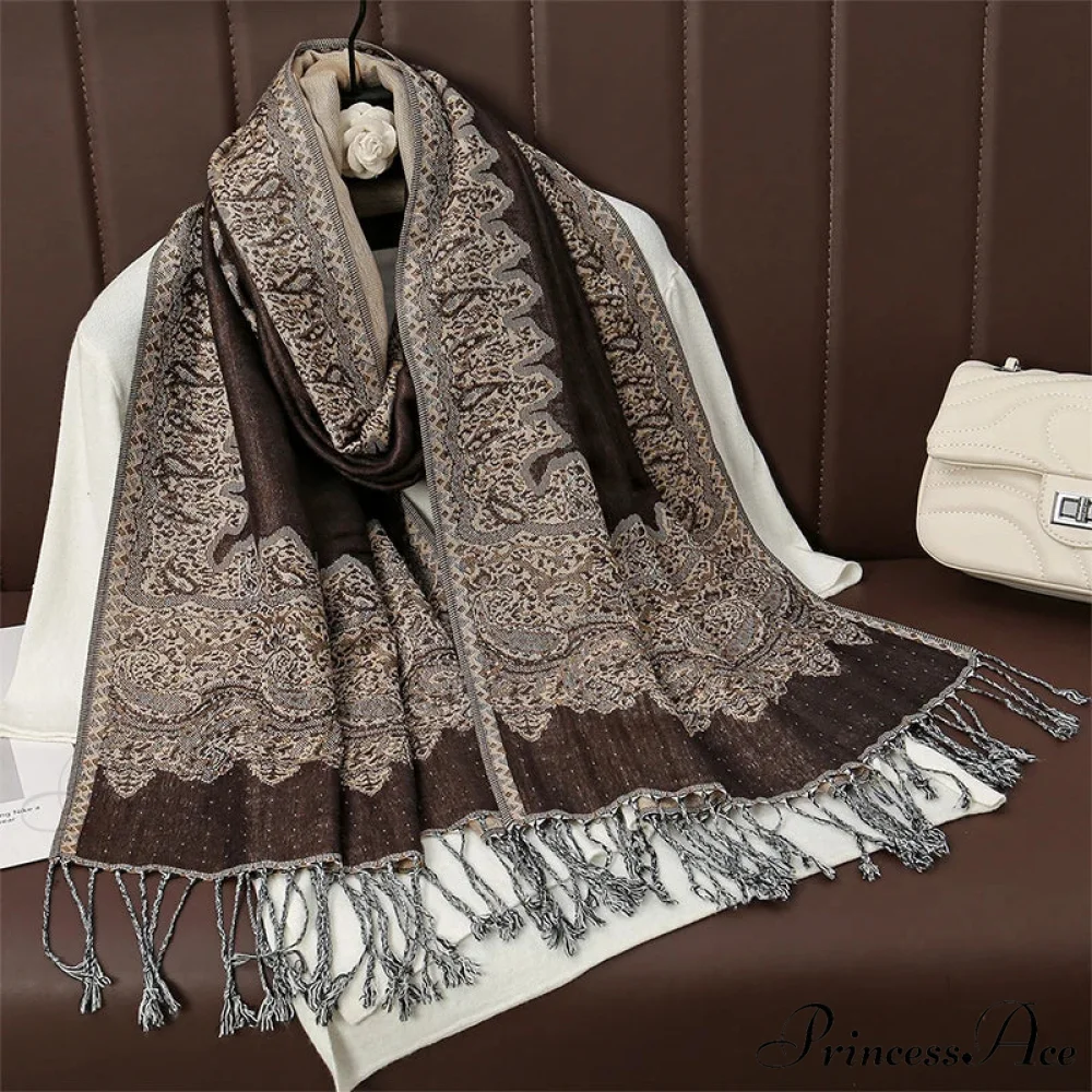 Botanical Cashmere Wrap Winter Scarf - Image 11