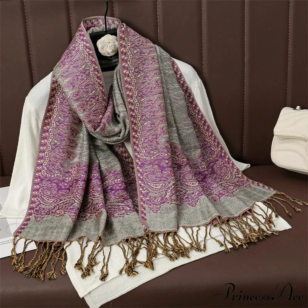 Botanical Cashmere Wrap Winter Scarf - Image 12