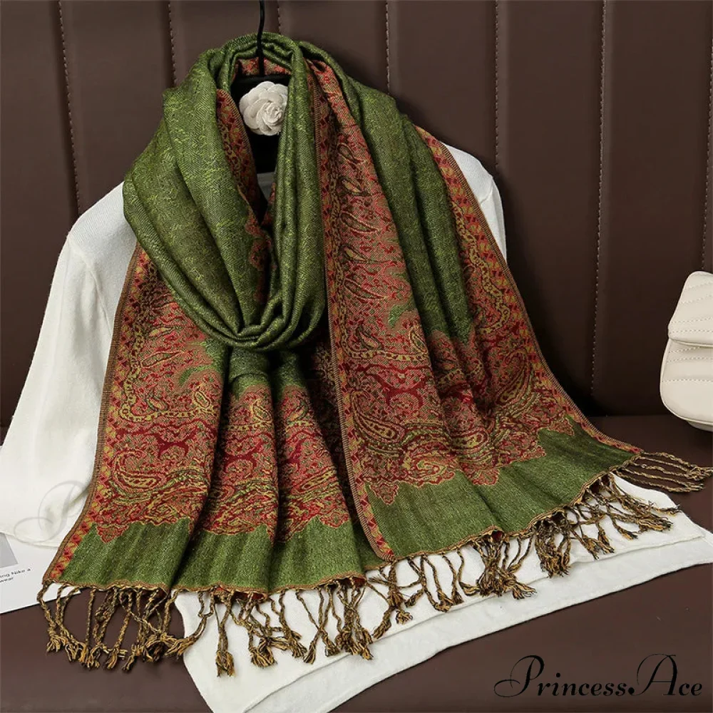 Botanical Cashmere Wrap Winter Scarf - Image 13