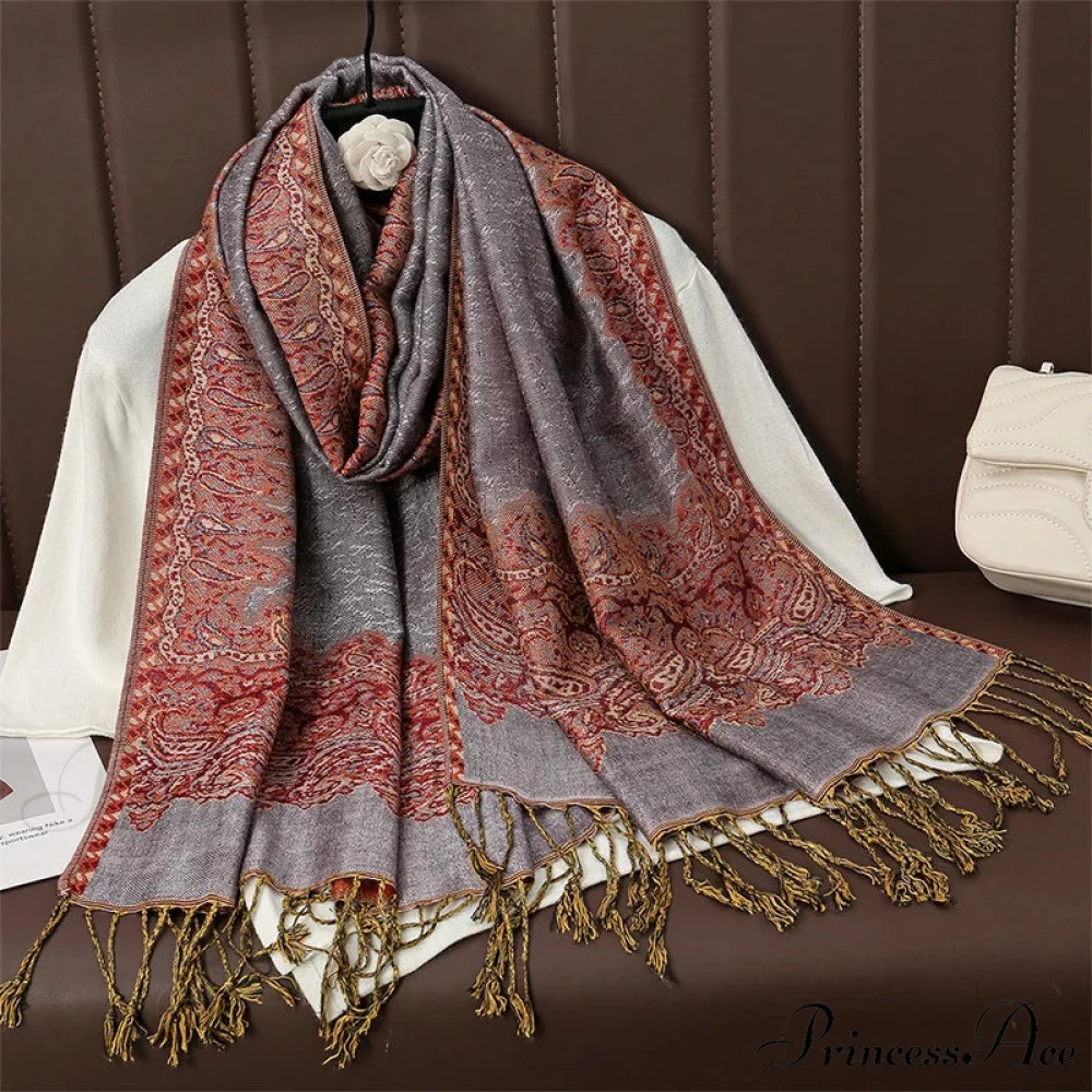 Botanical Cashmere Wrap Winter Scarf - Image 14