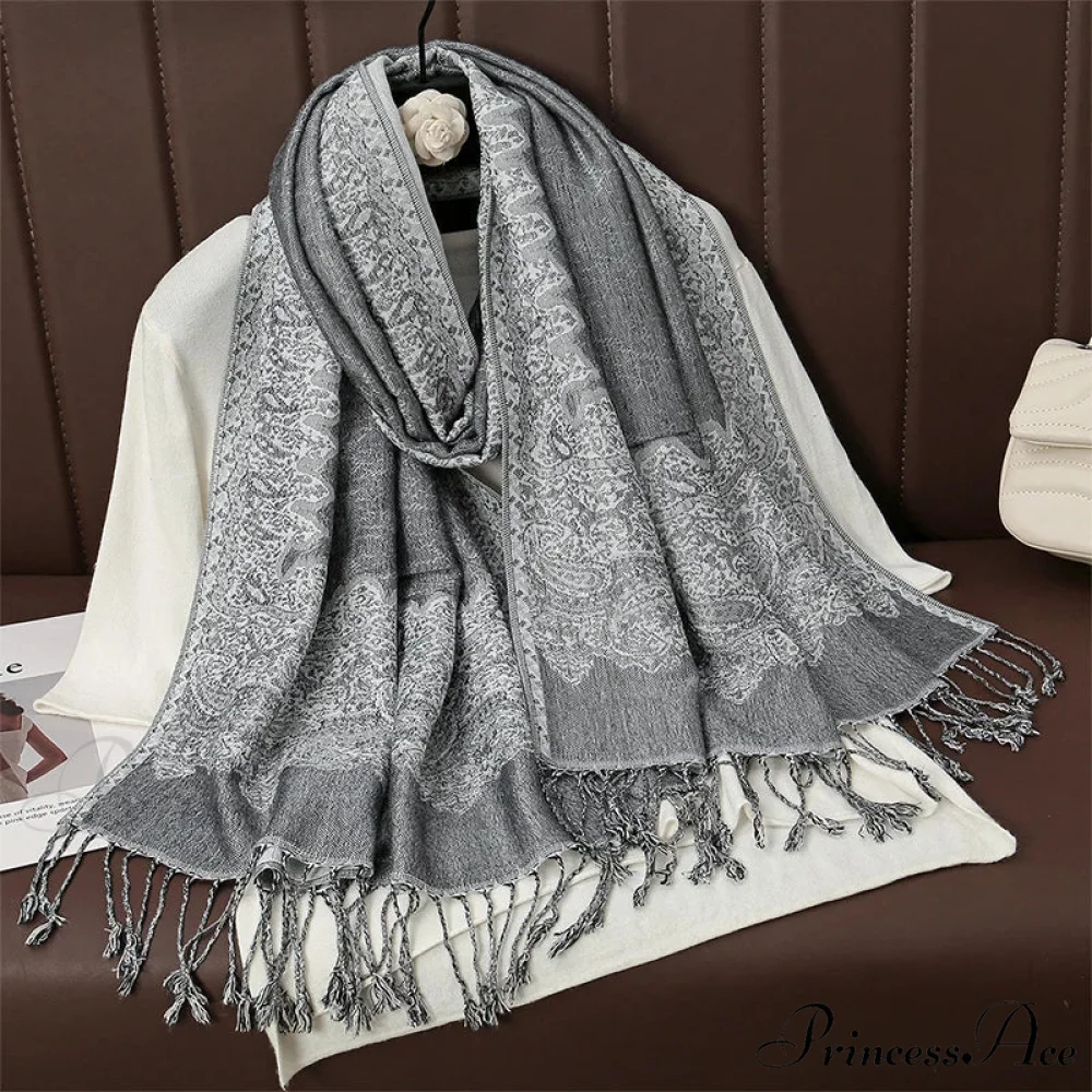 Botanical Cashmere Wrap Winter Scarf - Image 15