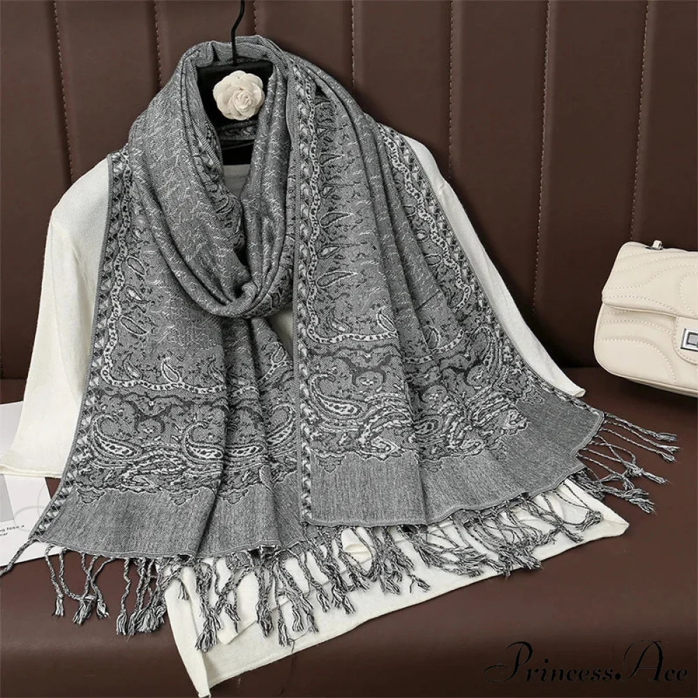 Botanical Cashmere Wrap Winter Scarf - Image 16