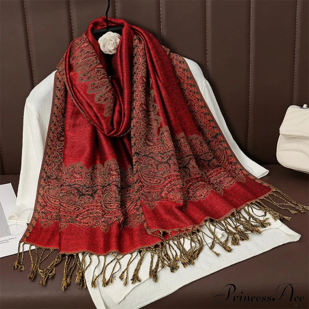 Botanical Cashmere Wrap Winter Scarf - Image 2