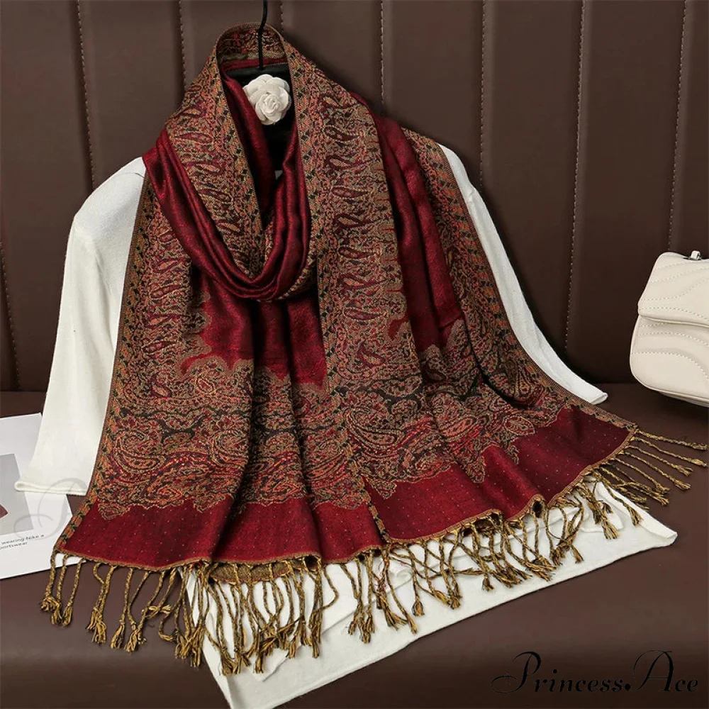 Botanical Cashmere Wrap Winter Scarf - Image 3