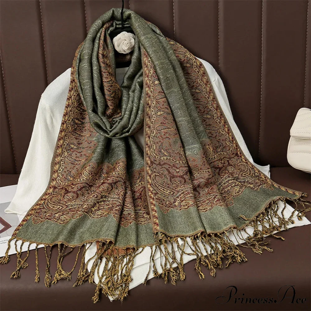 Botanical Cashmere Wrap Winter Scarf - Image 4