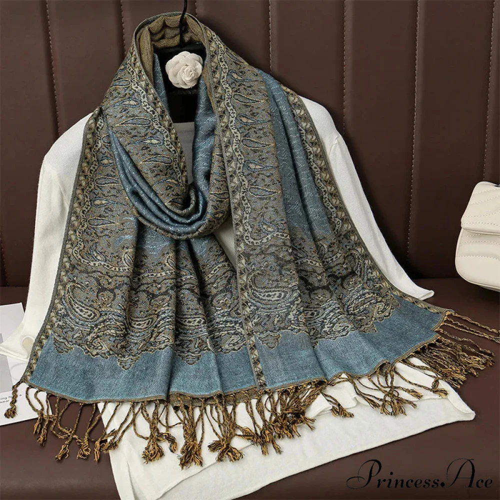 Botanical Cashmere Wrap Winter Scarf - Image 5