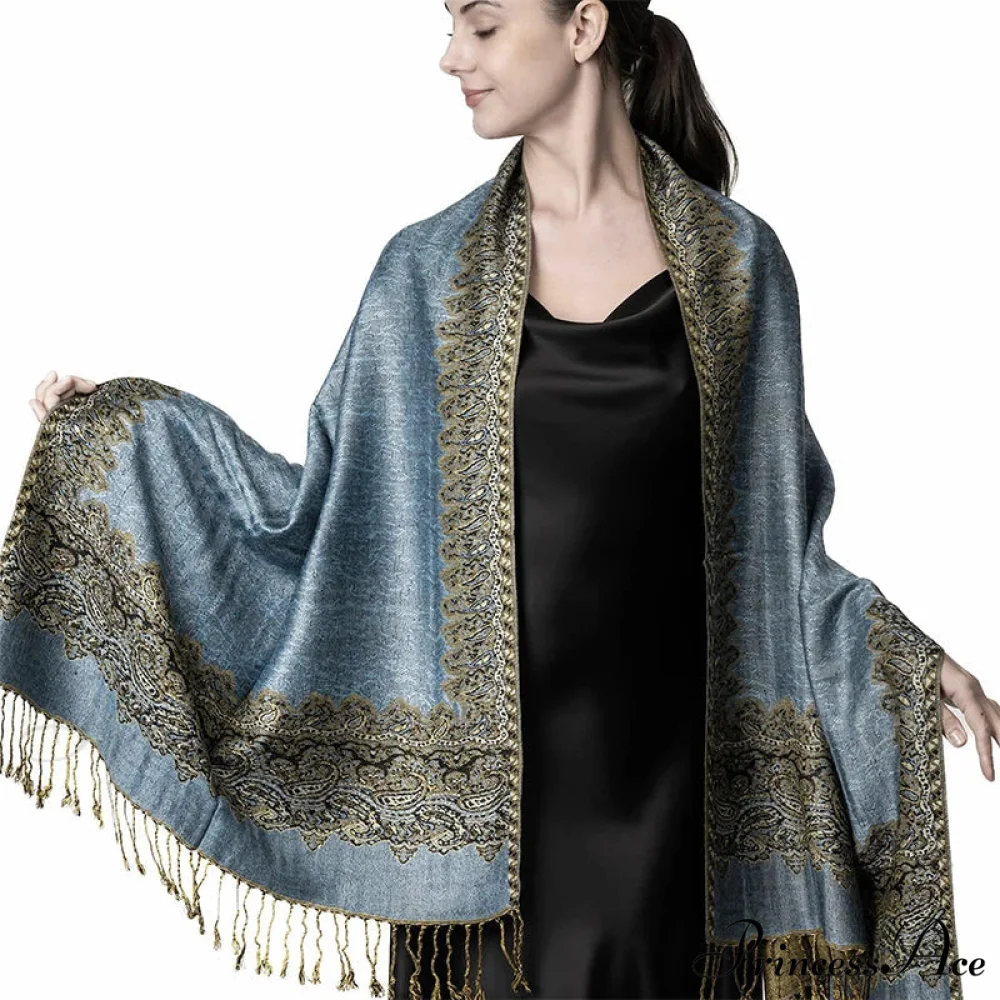 Botanical Cashmere Wrap Winter Scarf - Image 6