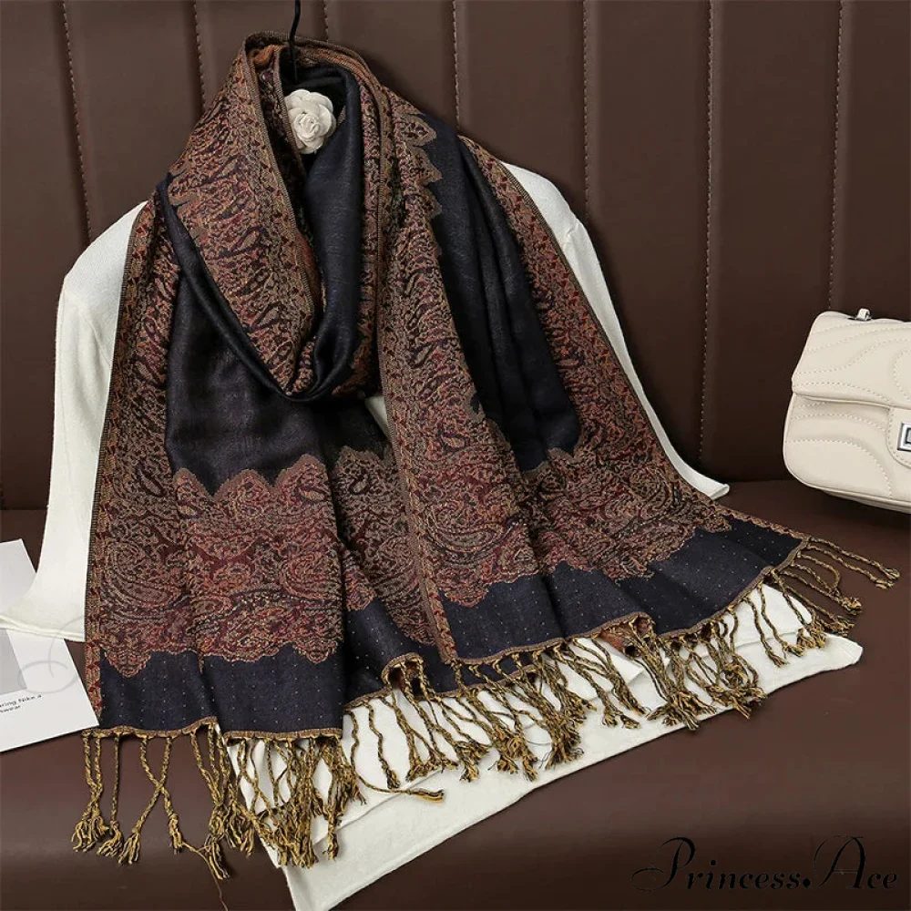 Botanical Cashmere Wrap Winter Scarf - Image 7