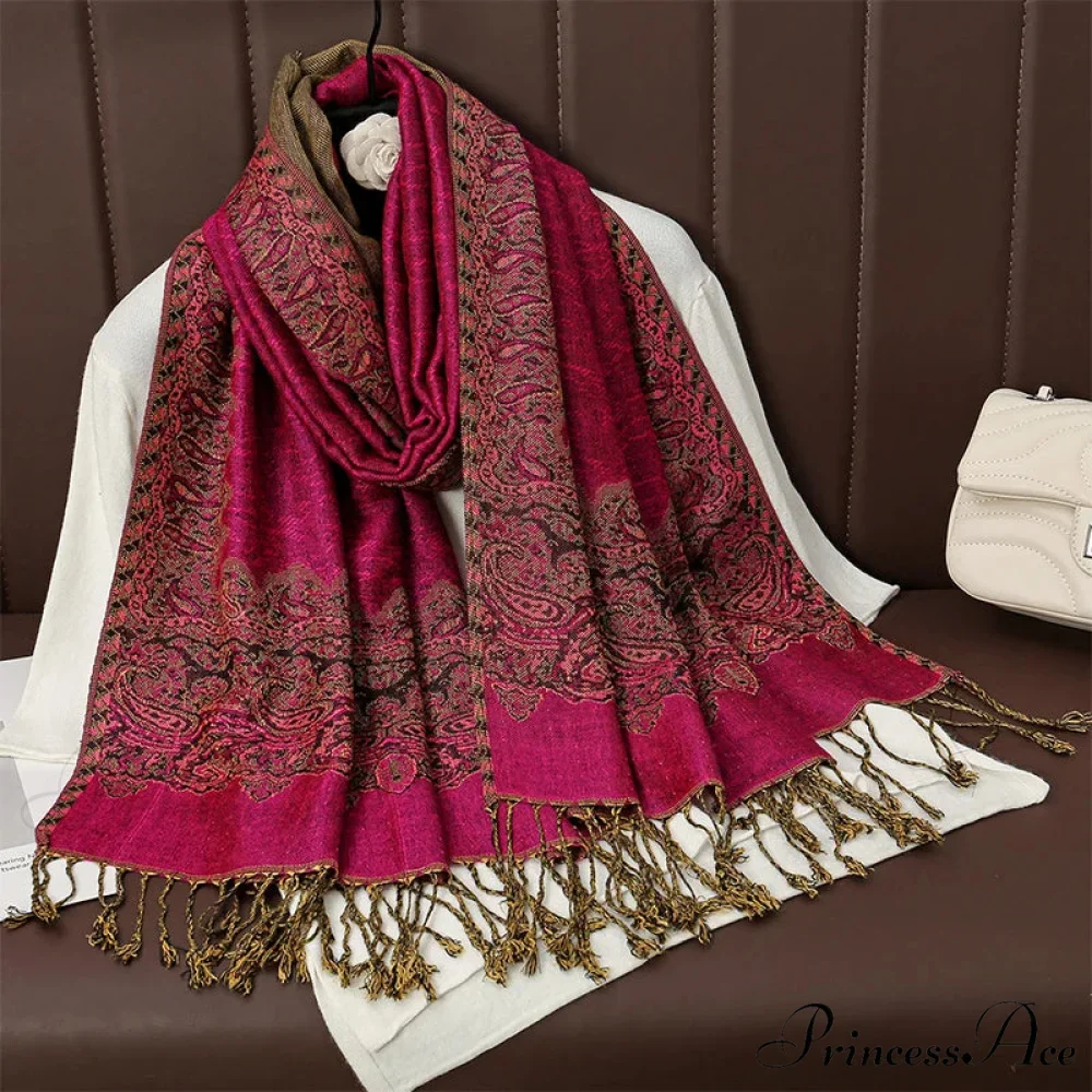 Botanical Cashmere Wrap Winter Scarf - Image 8