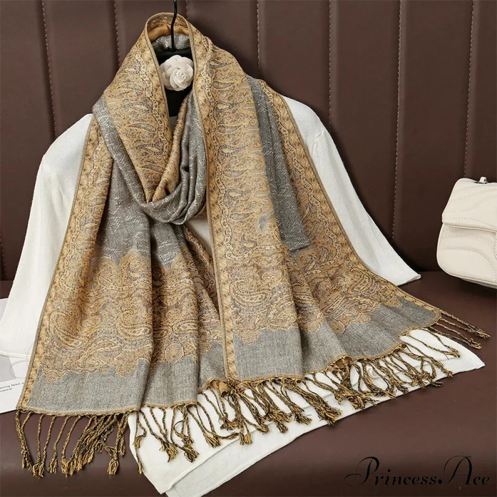 Botanical Cashmere Wrap Winter Scarf - Image 9