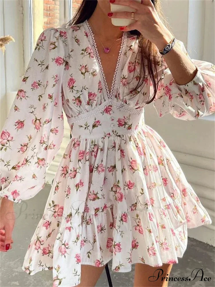 Botanical Lantern-Sleeve Mini Dress - Image 2