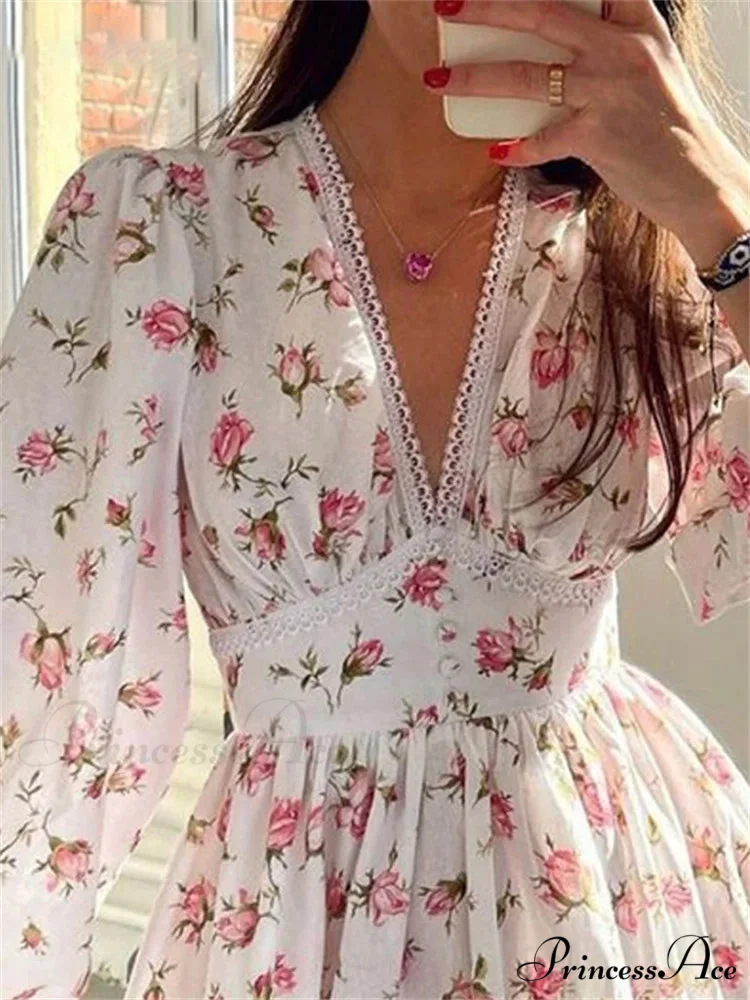 Botanical Lantern-Sleeve Mini Dress - Image 3