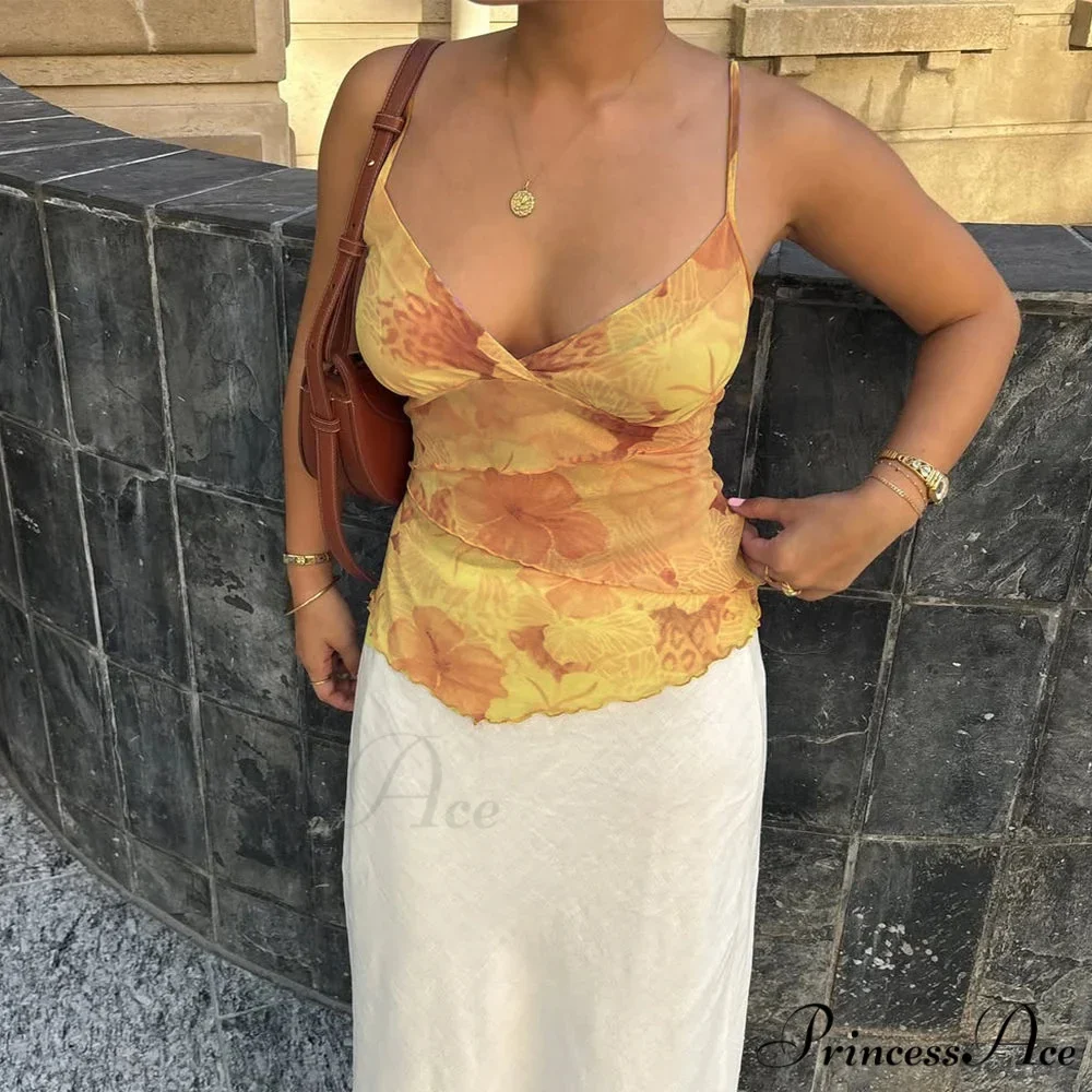 Botanical Net Spaghetti Crop Top - Image 4