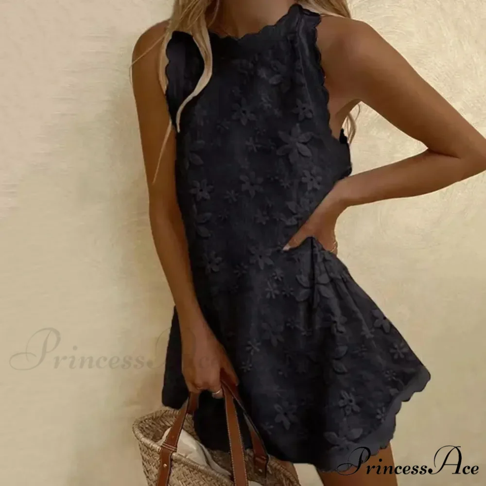 Botanical Off-The-Shoulder Stitching Relaxed Hem Botanical Dress - Image 3