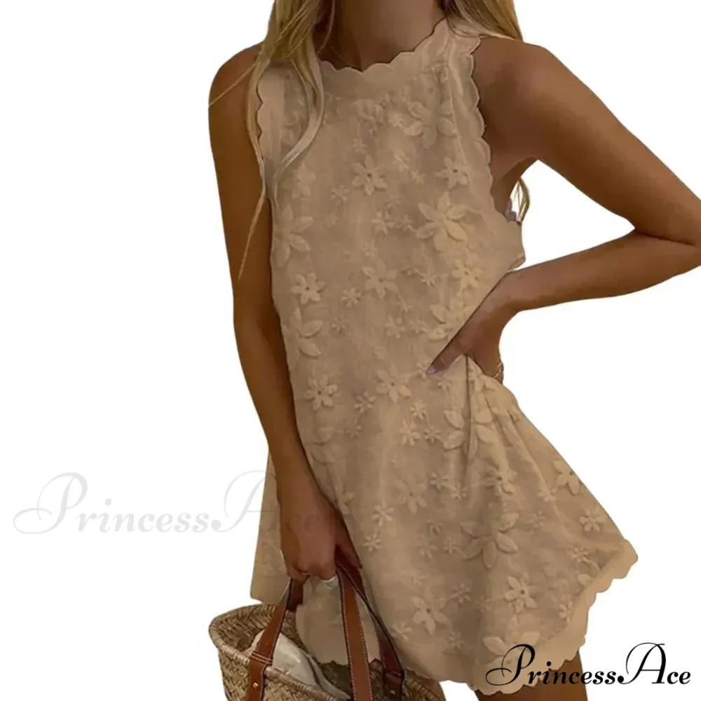 Botanical Off-The-Shoulder Stitching Relaxed Hem Botanical Dress - Image 5