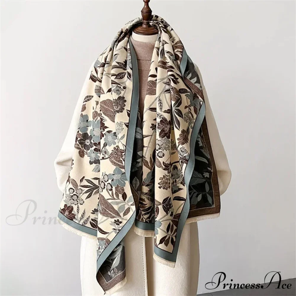 Botanical Pashmina Winter Cashmere Scarf - Image 2