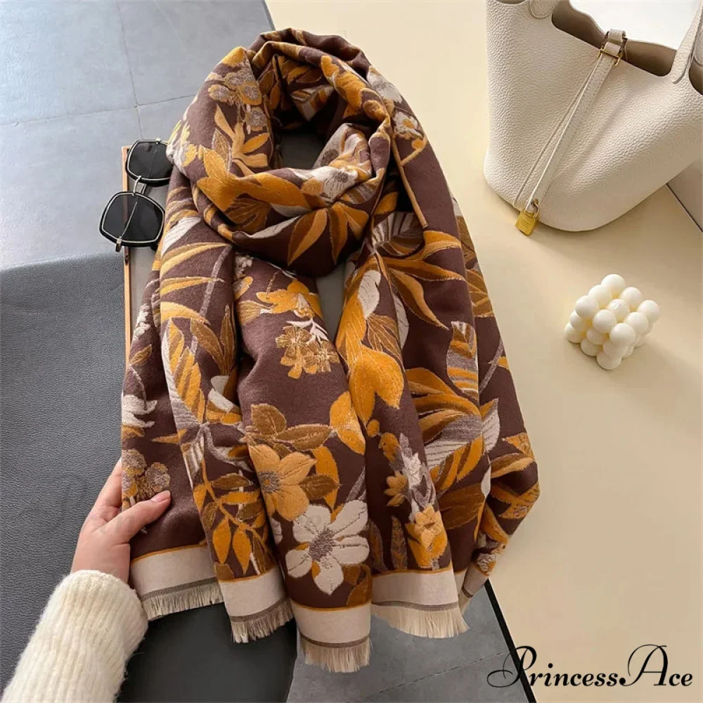 Botanical Pashmina Winter Cashmere Scarf - Image 3