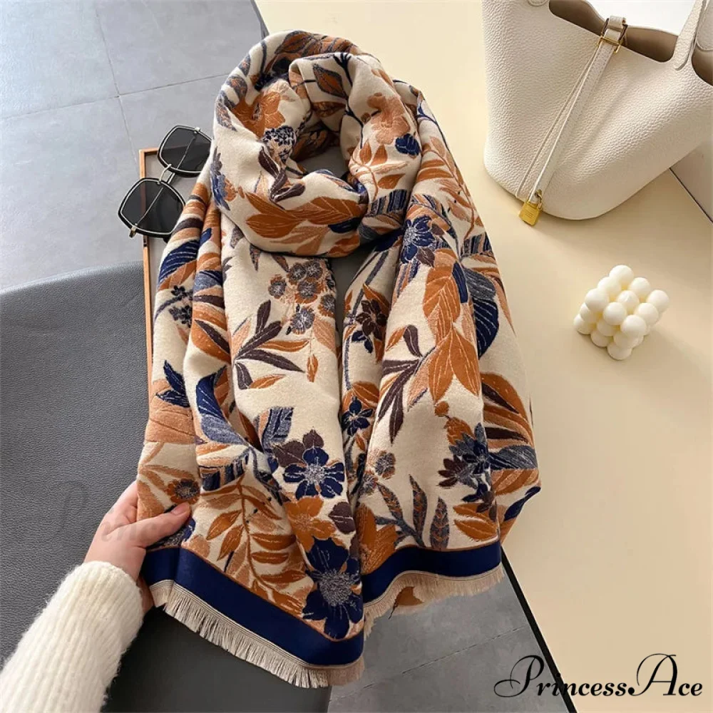 Botanical Pashmina Winter Cashmere Scarf - Image 4