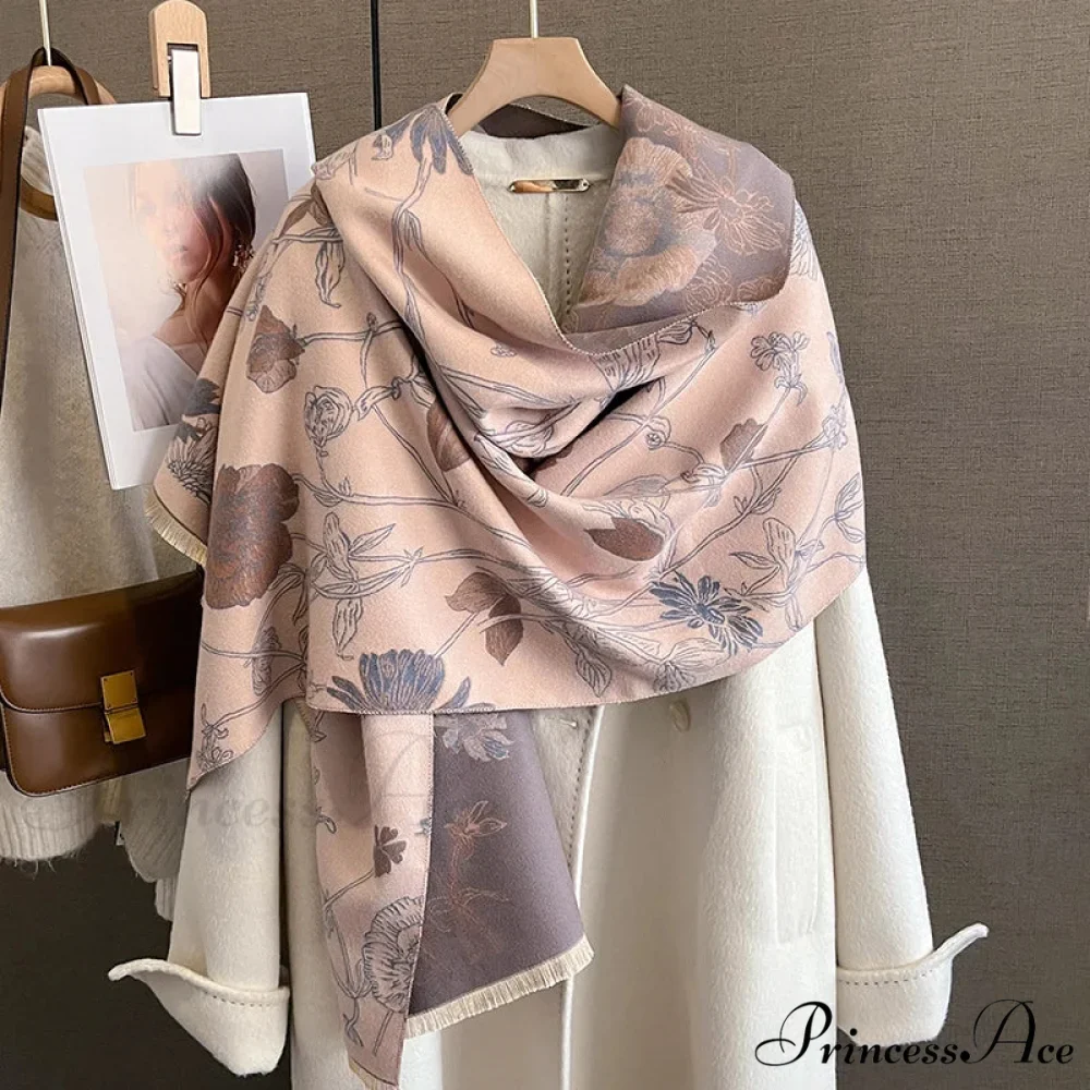 Botanical Pattern Cashmere Pashmina Scarf - Image 7