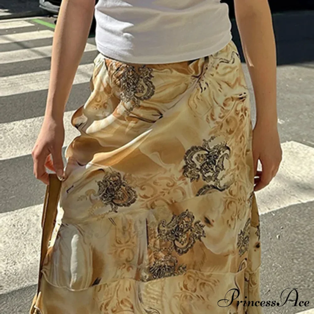 Botanical Pattern Layered A-Line Midi Skirt - Image 2