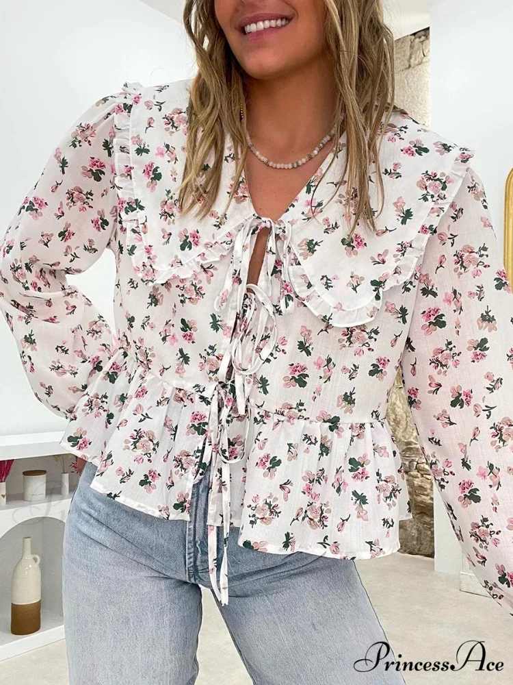 Botanical Puppet Collar Bind Blouse - Image 5