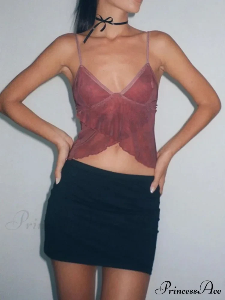 Botanical Spaghetti V-Neck Crop Top - Image 3