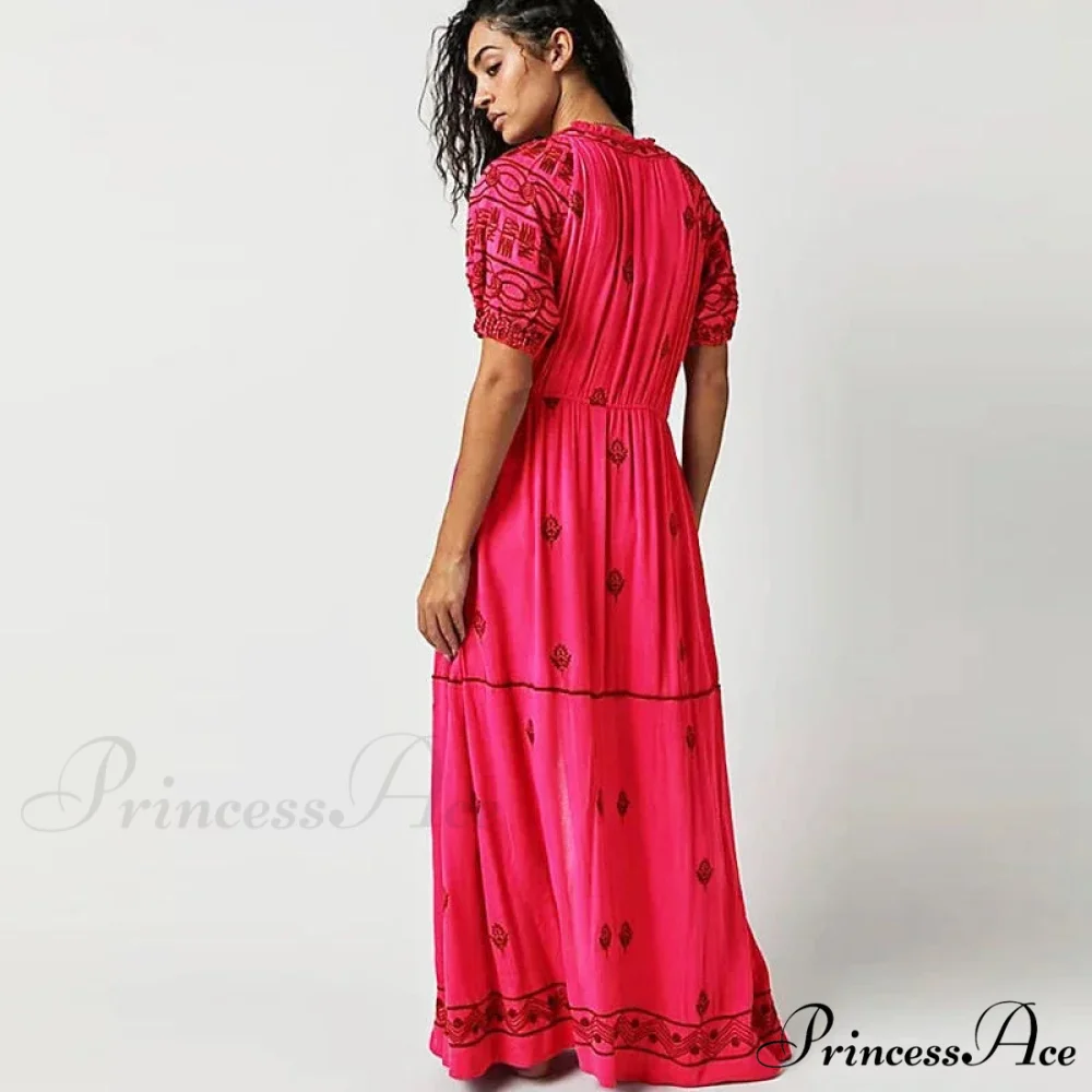 Botanical Stitched Cotton Boho Dress - Image 2