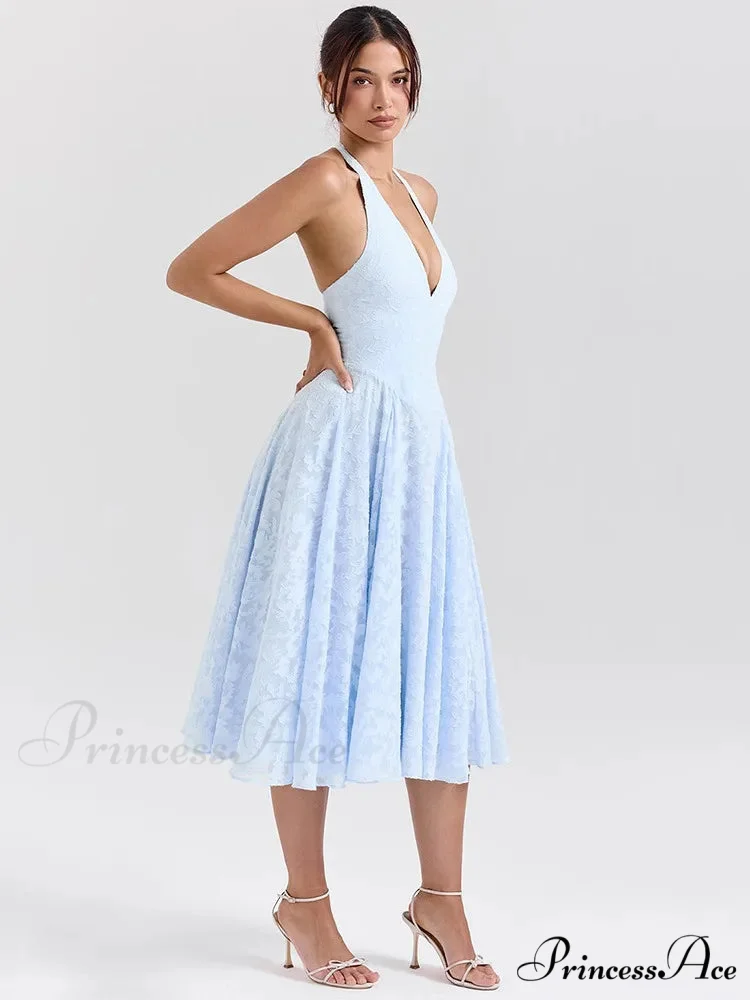 Botanical Waist Tie A-line Holiday Dress - Image 2