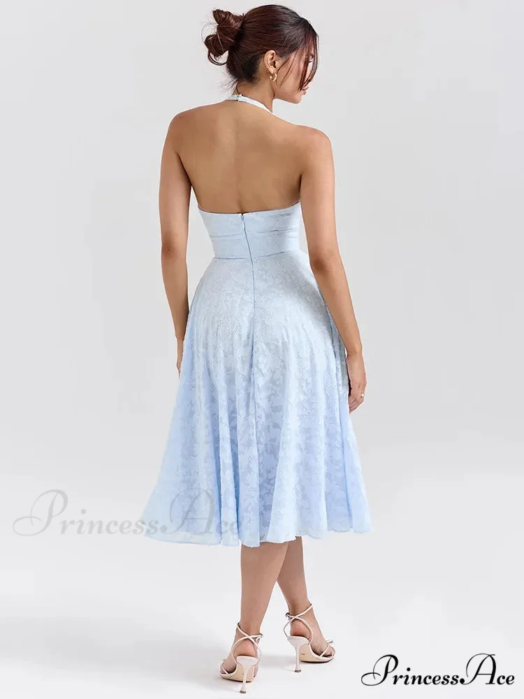 Botanical Waist Tie A-line Holiday Dress - Image 3