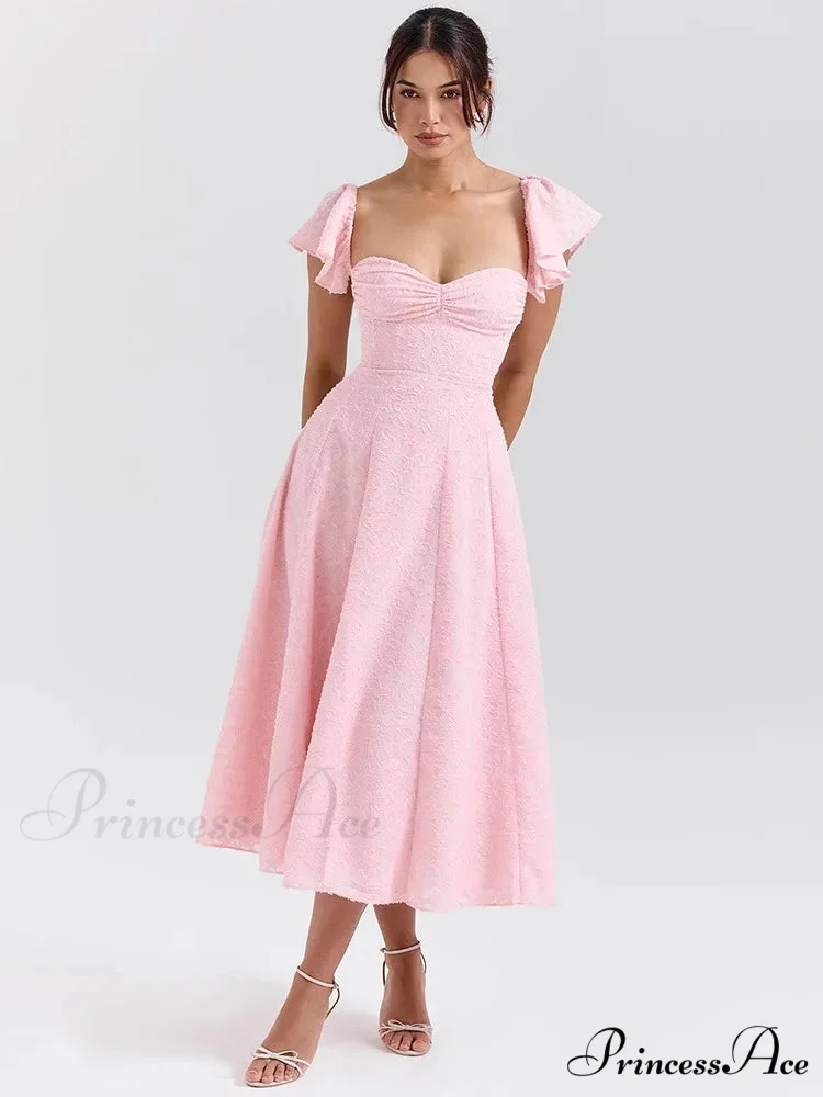 Botanical Waist Tie A-line Holiday Dress - Image 8