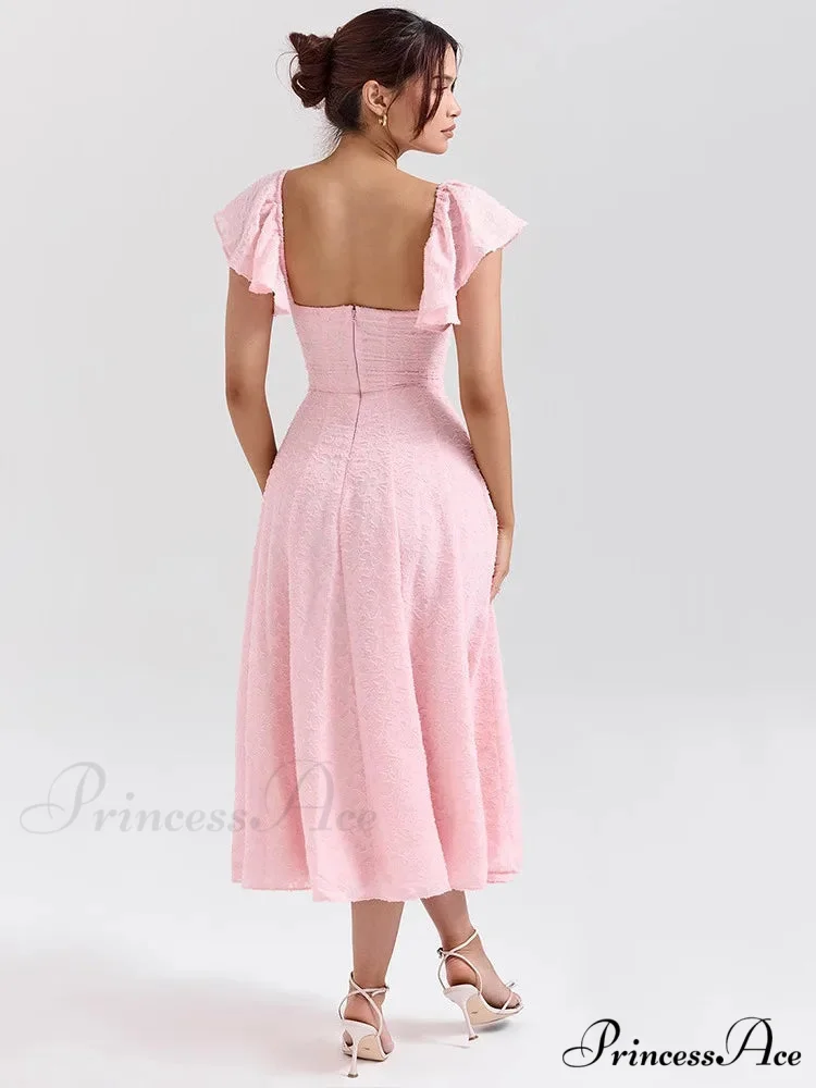 Botanical Waist Tie A-line Holiday Dress - Image 9