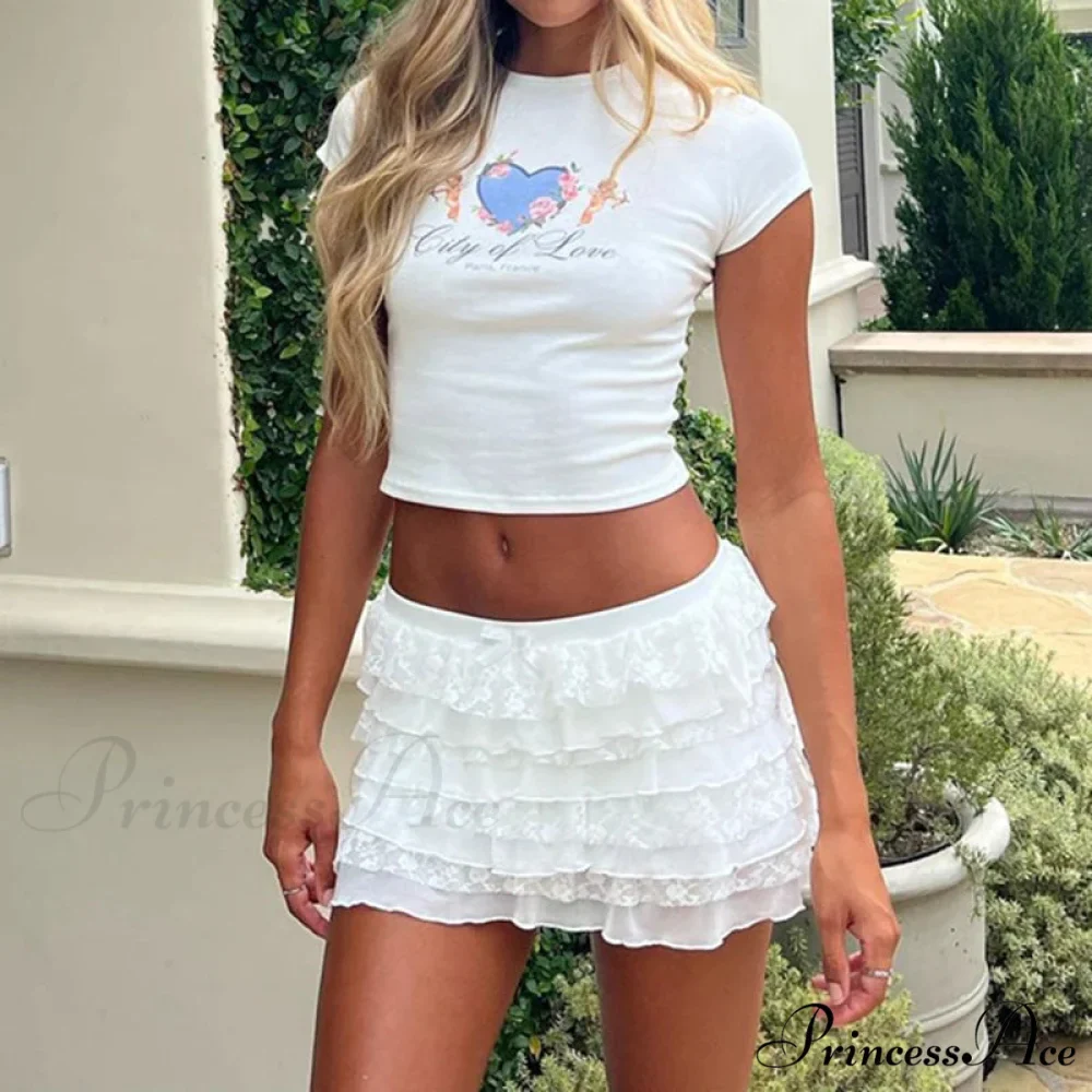 Bow Folded Frilled A-Line Skirt - Image 3