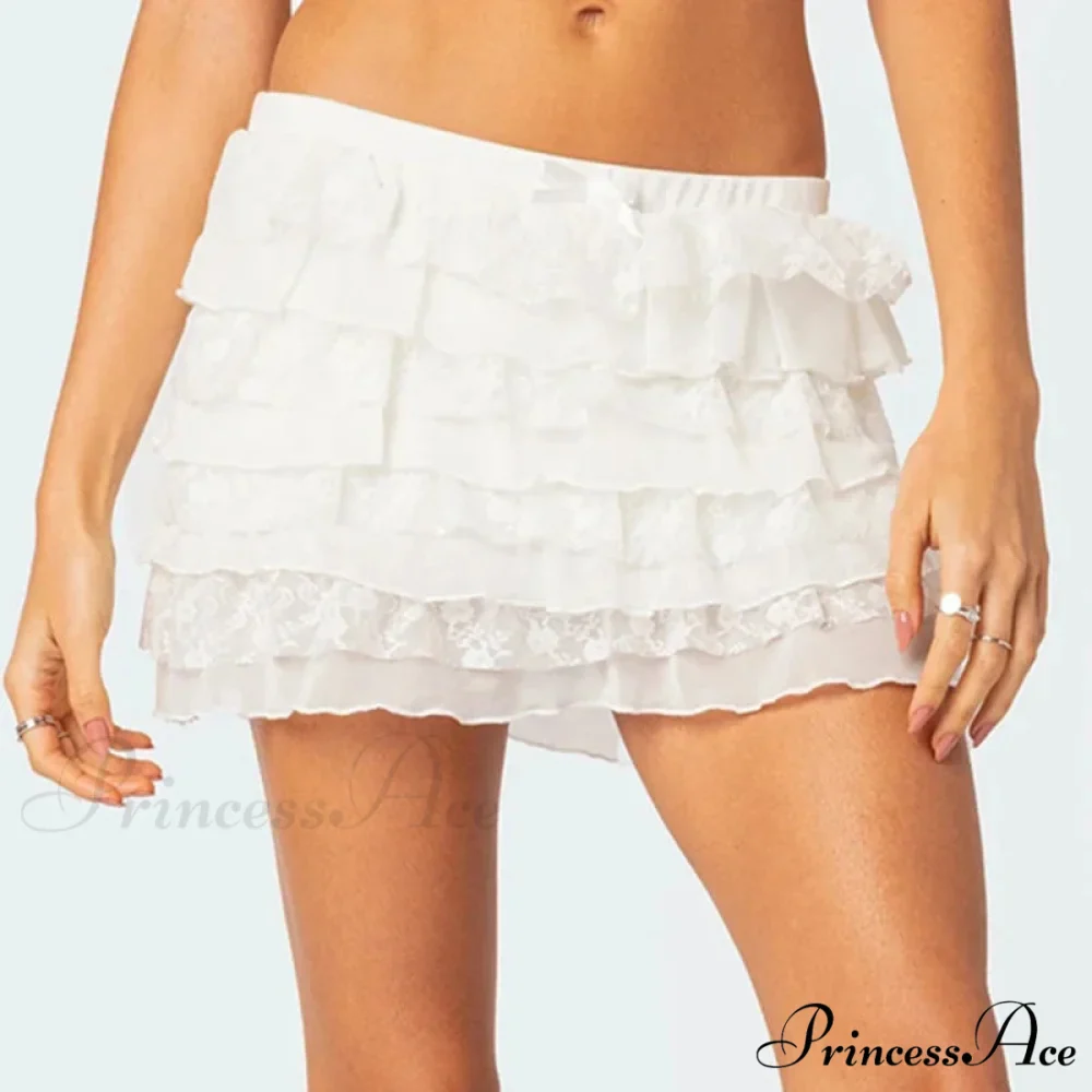 Bow Folded Frilled A-Line Skirt - Image 5