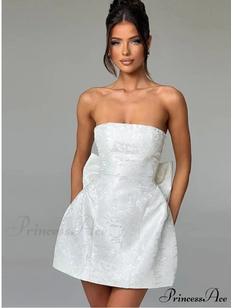 Bow Knot Open-Back Short Dress - Image 2