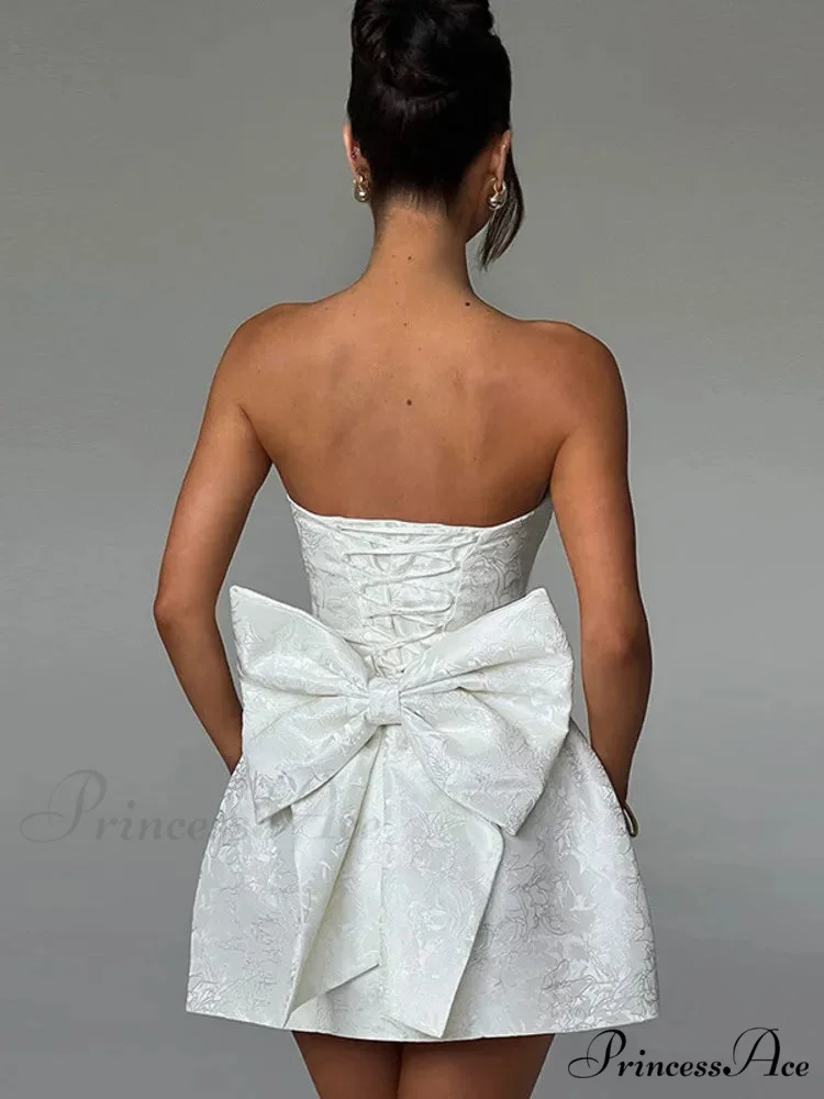 Bow Knot Open-Back Short Dress - Image 3