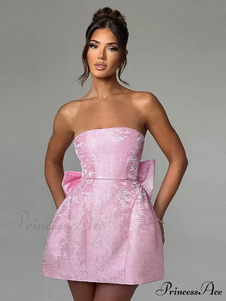 Bow Knot Open-Back Short Dress - Image 4