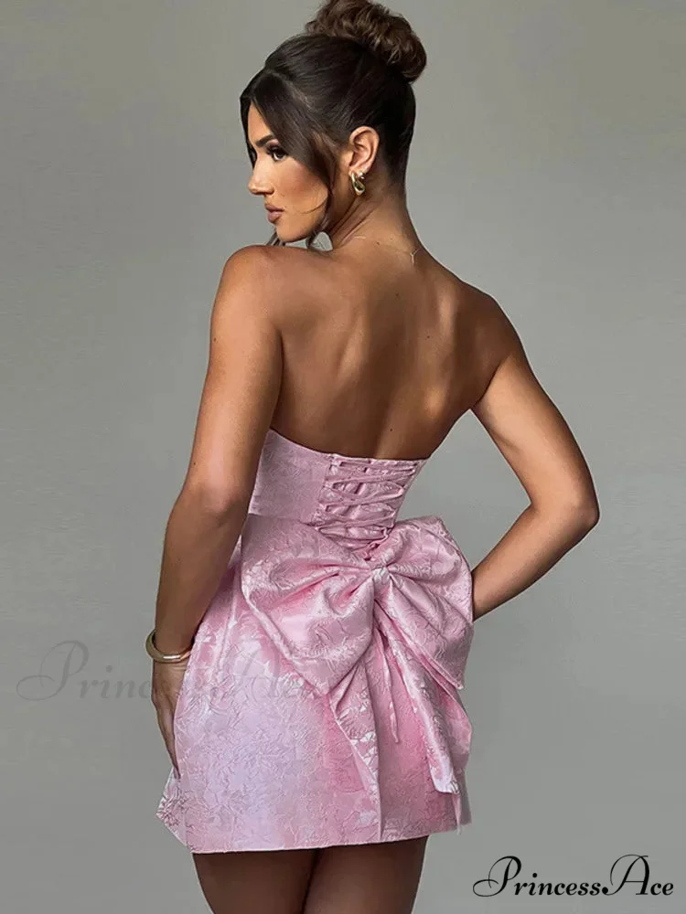 Bow Knot Open-Back Short Dress - Image 5