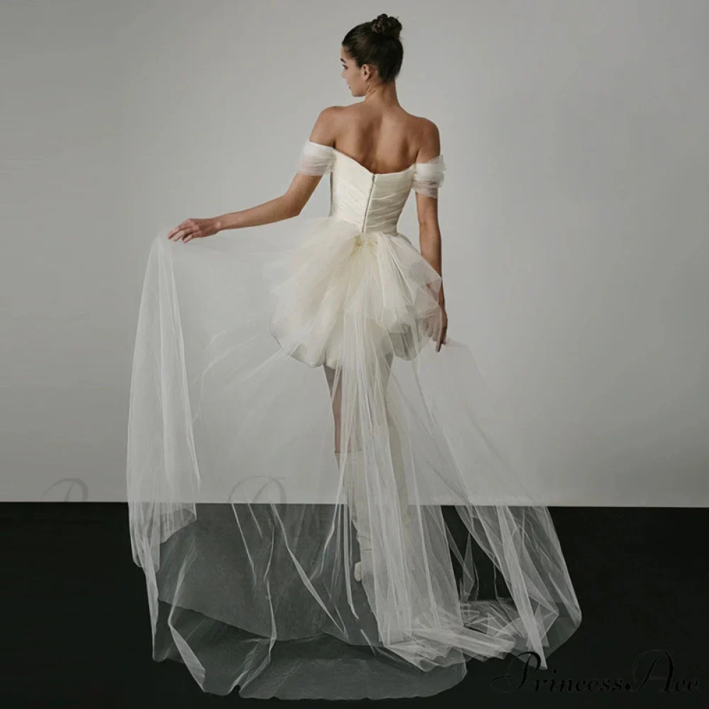 Brief Off-The-Shoulder Silk Bridal Gown - Image 4