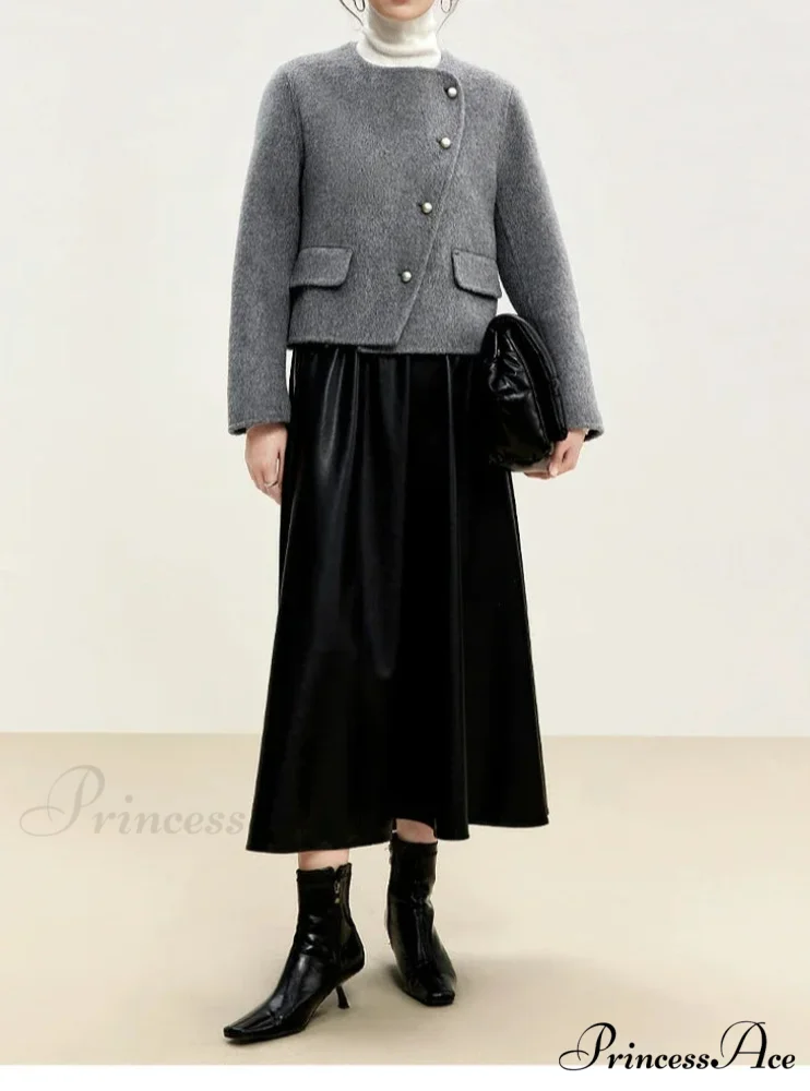 Brief Wool Crew Neck Solitary Overcoat - Image 3