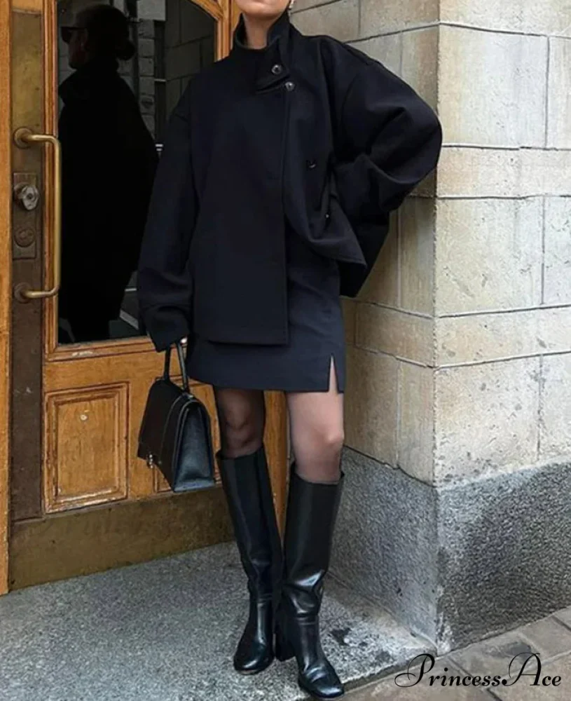Brief Woolen Informal Collar Overcoat - Image 2