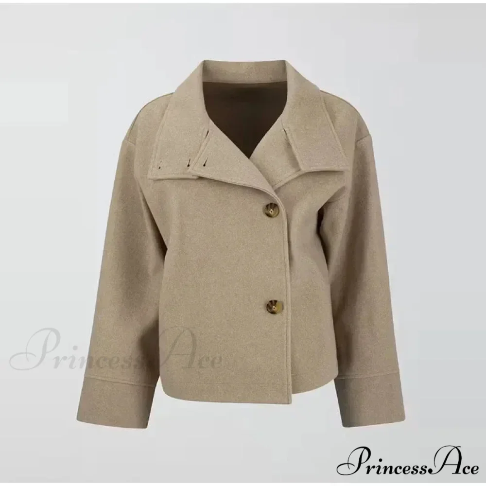 Brief Woolen Informal Collar Overcoat - Image 4