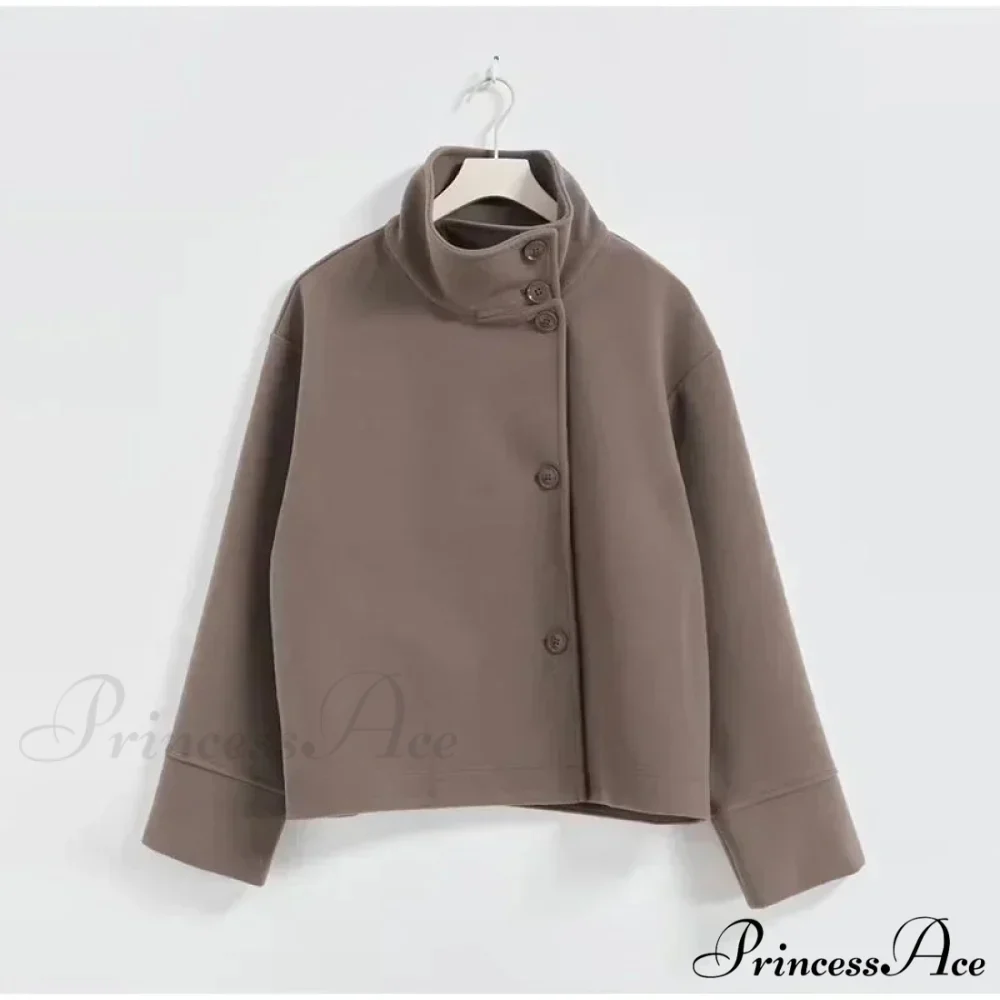 Brief Woolen Informal Collar Overcoat - Image 5