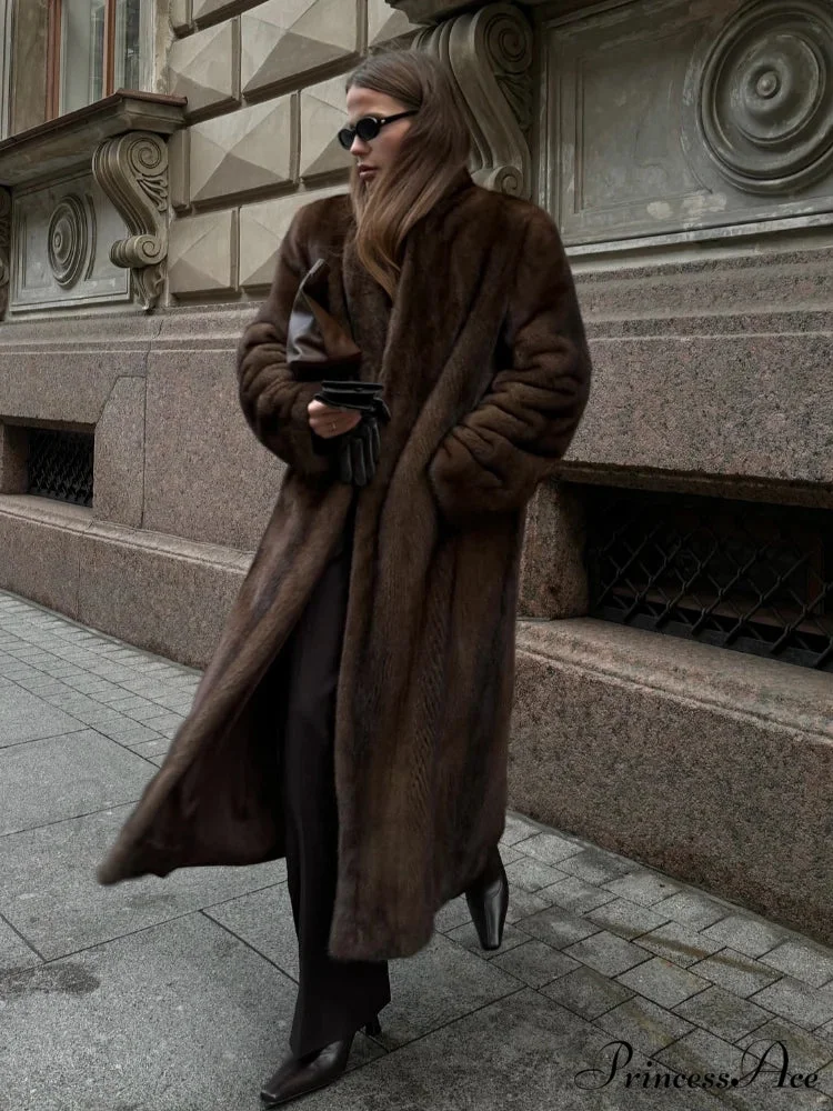 Brown Extended Sleeve Soft Furry Jacket - Image 2