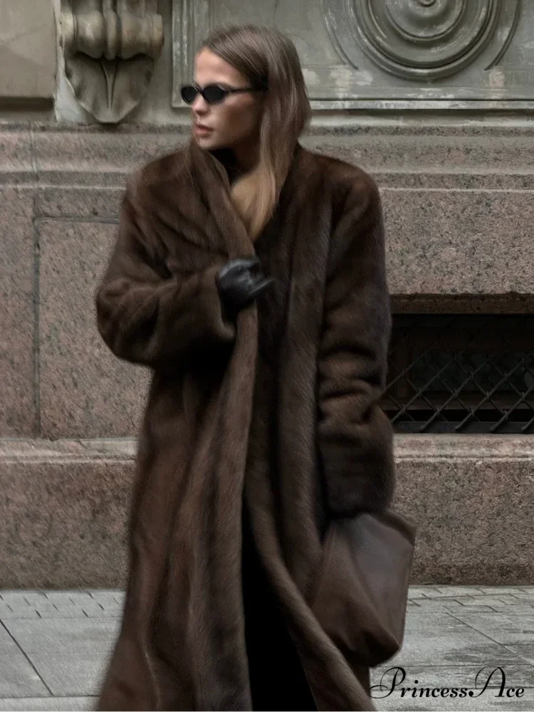 Brown Extended Sleeve Soft Furry Jacket - Image 3