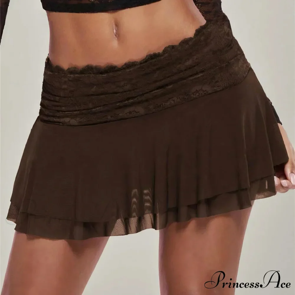 Brown Folded Ballet Frill Skirt - Image 3