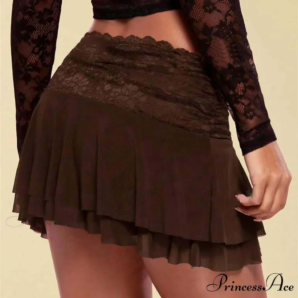 Brown Folded Ballet Frill Skirt - Image 4