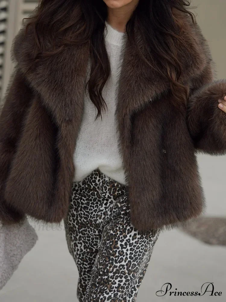 Brown Gentle Fluffy Woolen Jacket - Image 2